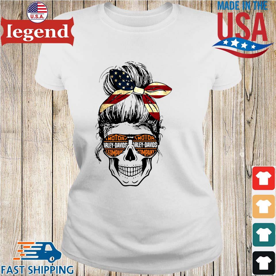 Skull Motor Harley Davidson Company American Flag Happy 4th Of