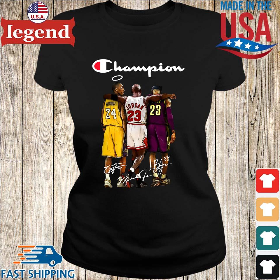 Official Champion Kobe Bryant, Michael Jordan and Lebron James NBA Legend  signatures shirt, hoodie, sweater, long sleeve and tank top