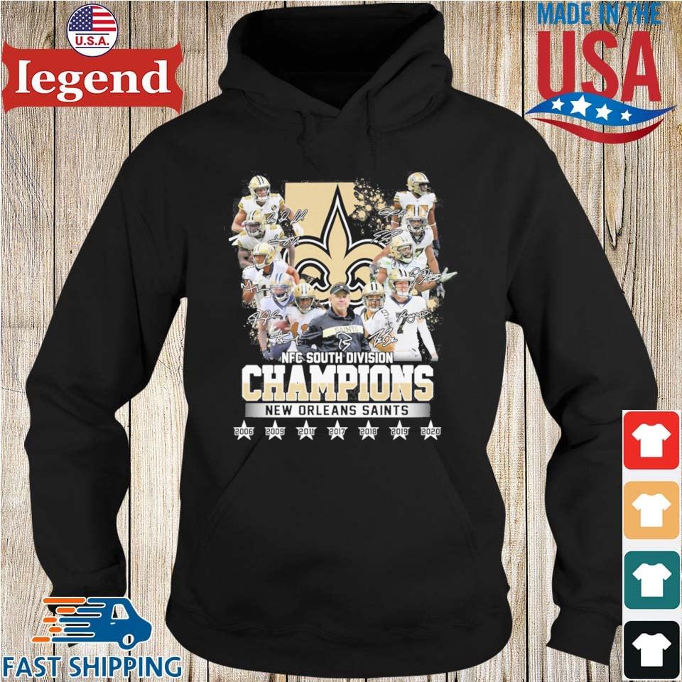 NFC south division Champions New Orleans Saints 2006-2020 signatures shirt,Sweater,  Hoodie, And Long Sleeved, Ladies, Tank Top