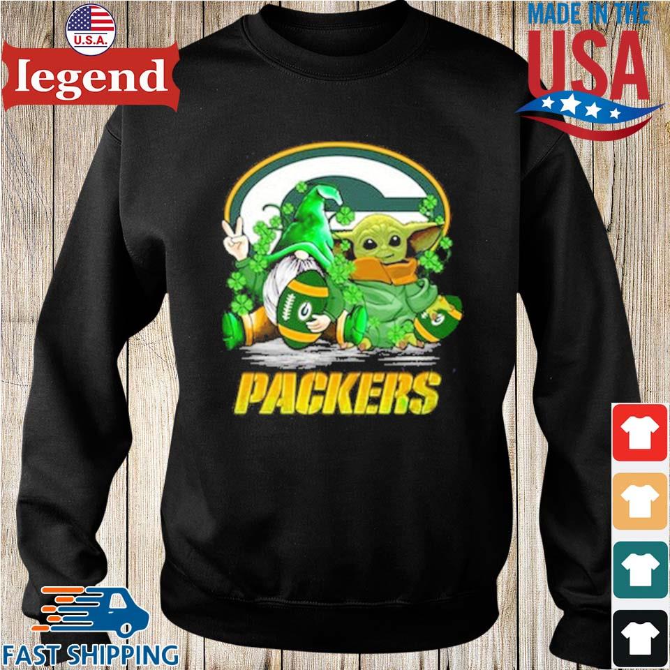 Gnome and Baby Yoda Green Bay Packers St Patrick's Day shirt,Sweater,  Hoodie, And Long Sleeved, Ladies, Tank Top