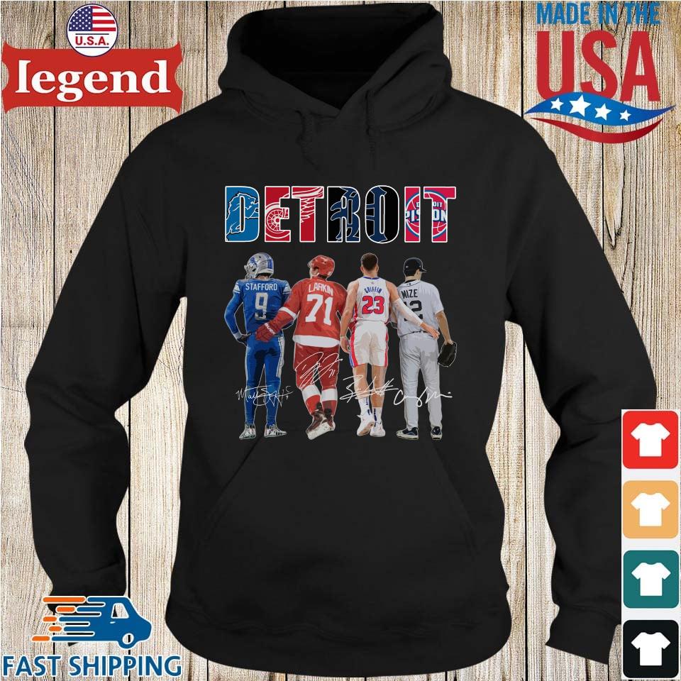 Detroit Lions Detroit Red Wings Detroit Tigers Detroit Pistons Stafford  Larkin Griffin Mize Mvp signatures shirt, hoodie, sweater, long sleeve and  tank top