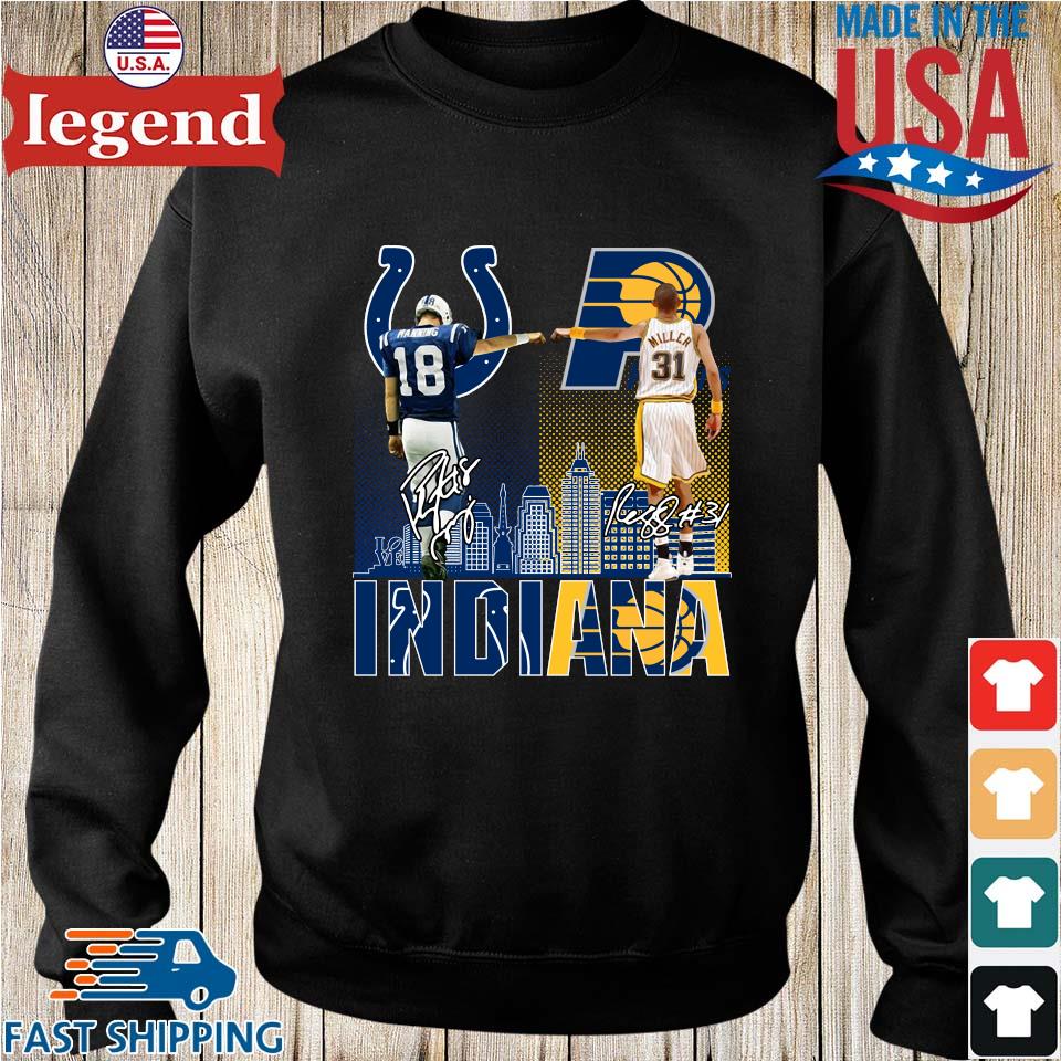 Indianapolis Colts Indiana Pacers Peyton Manning Vs Reggie Miller  Signatures T-Shirt, hoodie, sweater, long sleeve and tank top