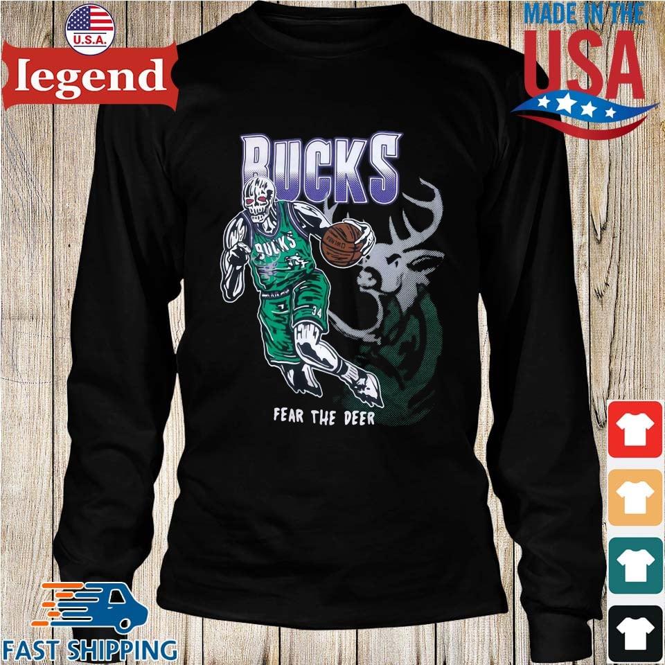 Skeleton Milwaukee Bucks Fear The Deer Baseball Shirt,Sweater, Hoodie, And  Long Sleeved, Ladies, Tank Top