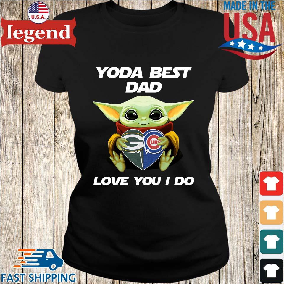 Baby Yoda Hug Heart Green Bay Packers And Chicago Cubs Love You I Do Shirt,Sweater,  Hoodie, And Long Sleeved, Ladies, Tank Top