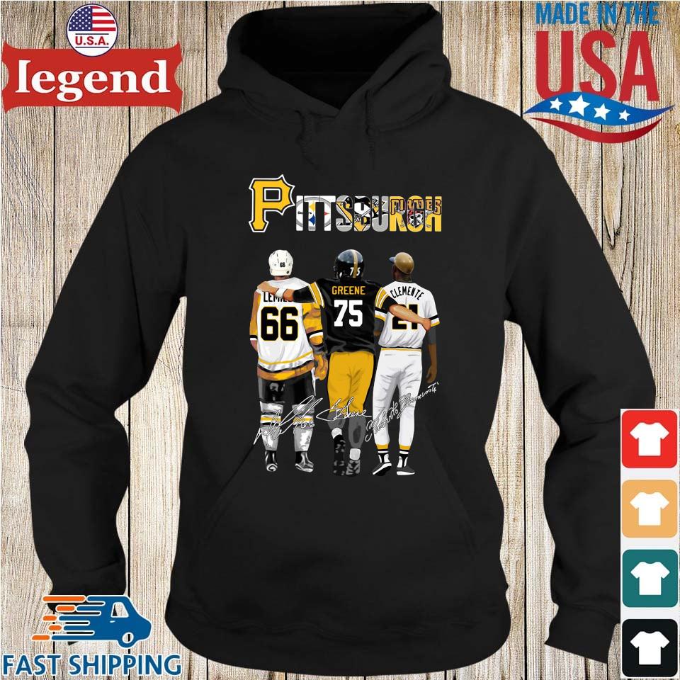 Pittsburgh Sports With Mario Lemieux Joe Greene And Clemente Jersey  Signatures Shirt - Limotees