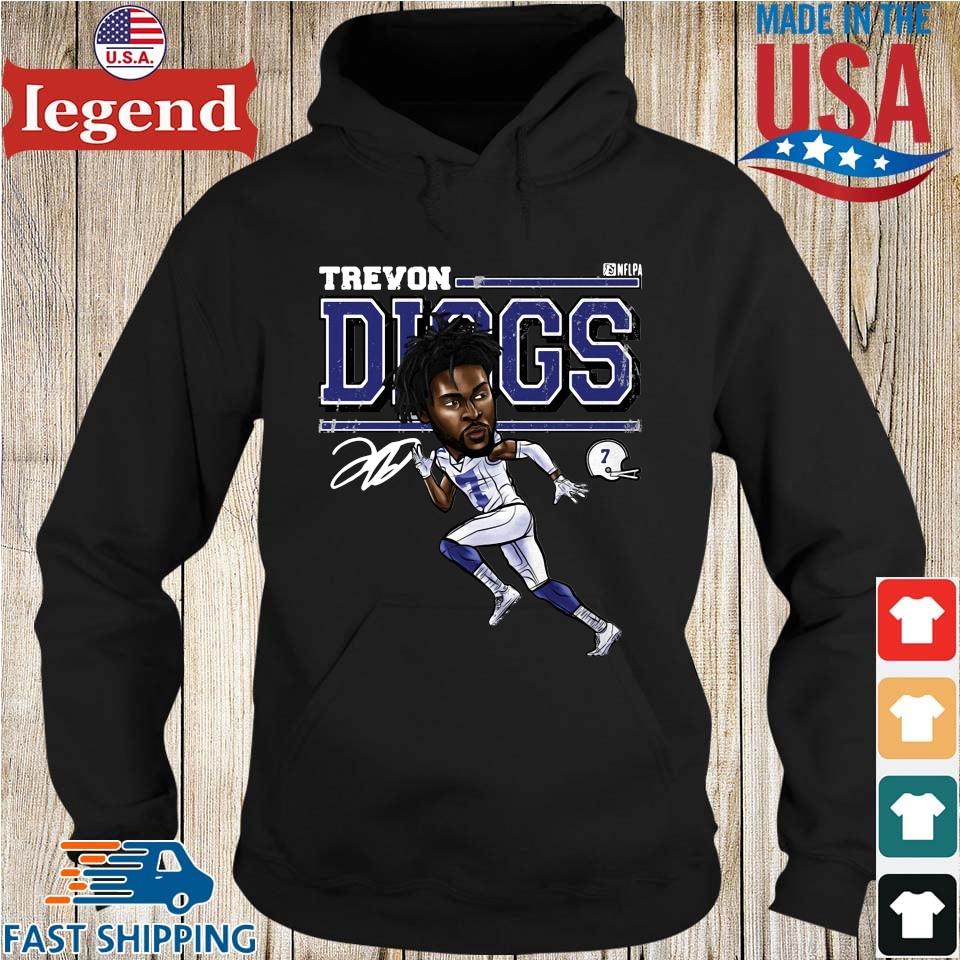 Trevon Diggs Cartoon Dallas Football signature shirt, hoodie