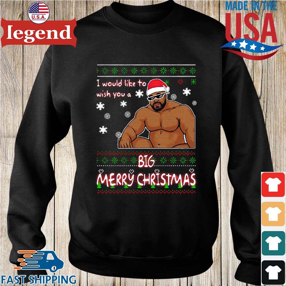 Barry Wood Meme Big Sit On Bed I Would Like To Wish You A Big Merry  Christmas Ugly Sweater,Sweater, Hoodie, And Long Sleeved, Ladies, Tank Top