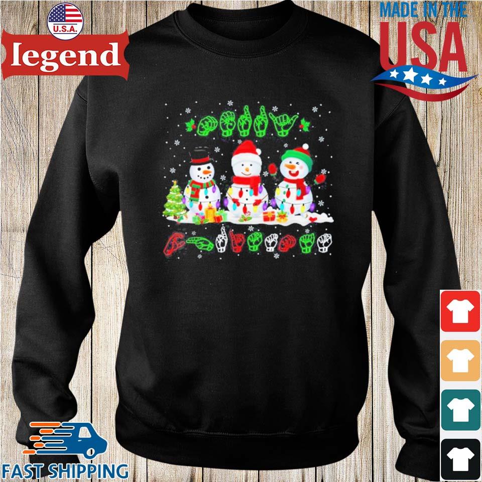 Christmas Lights Merry Christmas Snowman ASL Sign Language Sweater