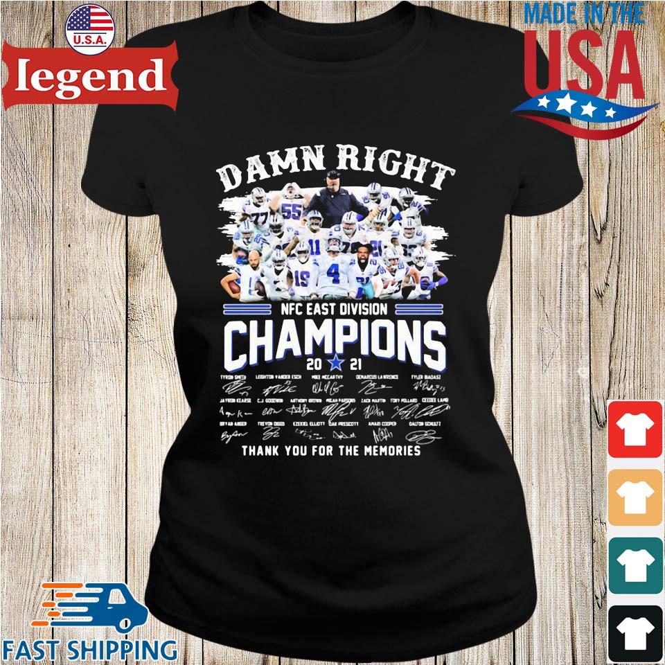 Dallas Cowboys Damn Right Nfc East Division Champions 2021 Signatures Thank  You T-Shirt,Sweater, Hoodie, And Long Sleeved, Ladies, Tank Top