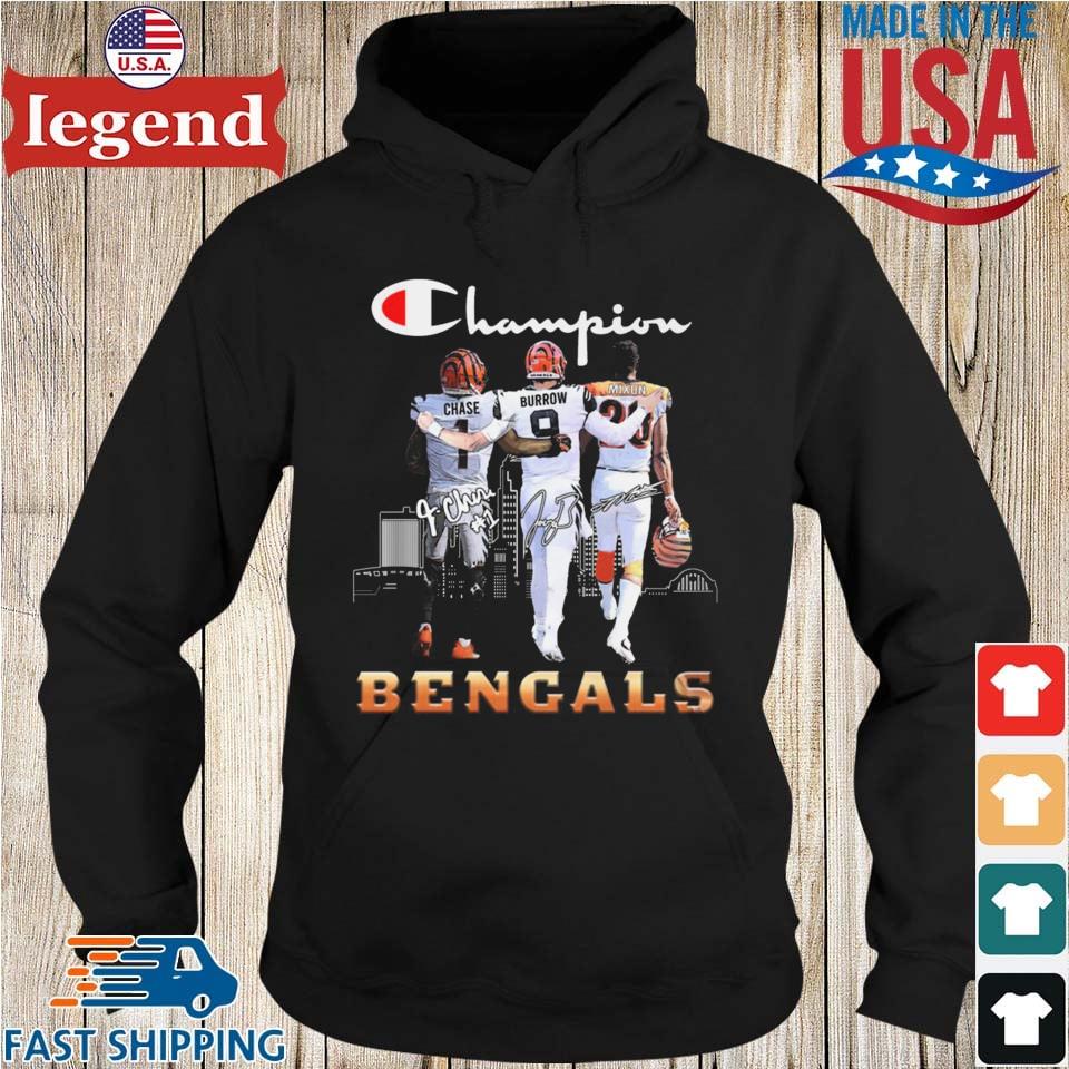 Bengals Ja'marr Chase Joe Burrow And Joe Mixon Champion Signatures Shirt,  hoodie, sweater, long sleeve and tank top