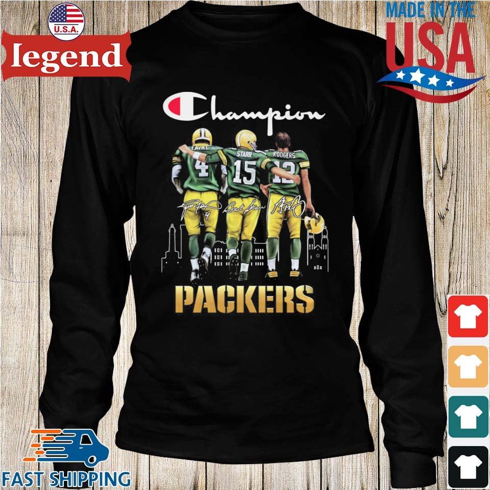 Green Bay Packers Champion Brett Favre Bart Starr And Aaron Rodgers Shirt -  T-shirts Low Price