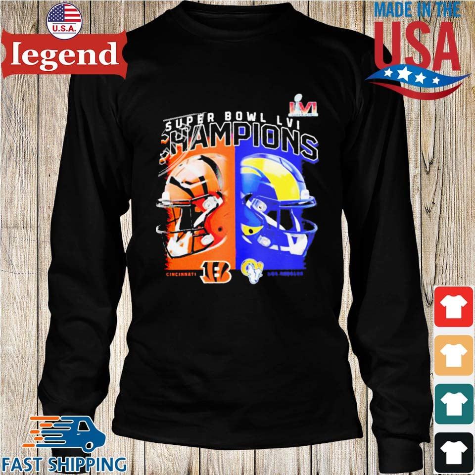 Cincinnati Bengals vs Los Angeles Rams Helmet 2022 Super Bowl LVI Champions  shirt,Sweater, Hoodie, And Long Sleeved, Ladies, Tank Top