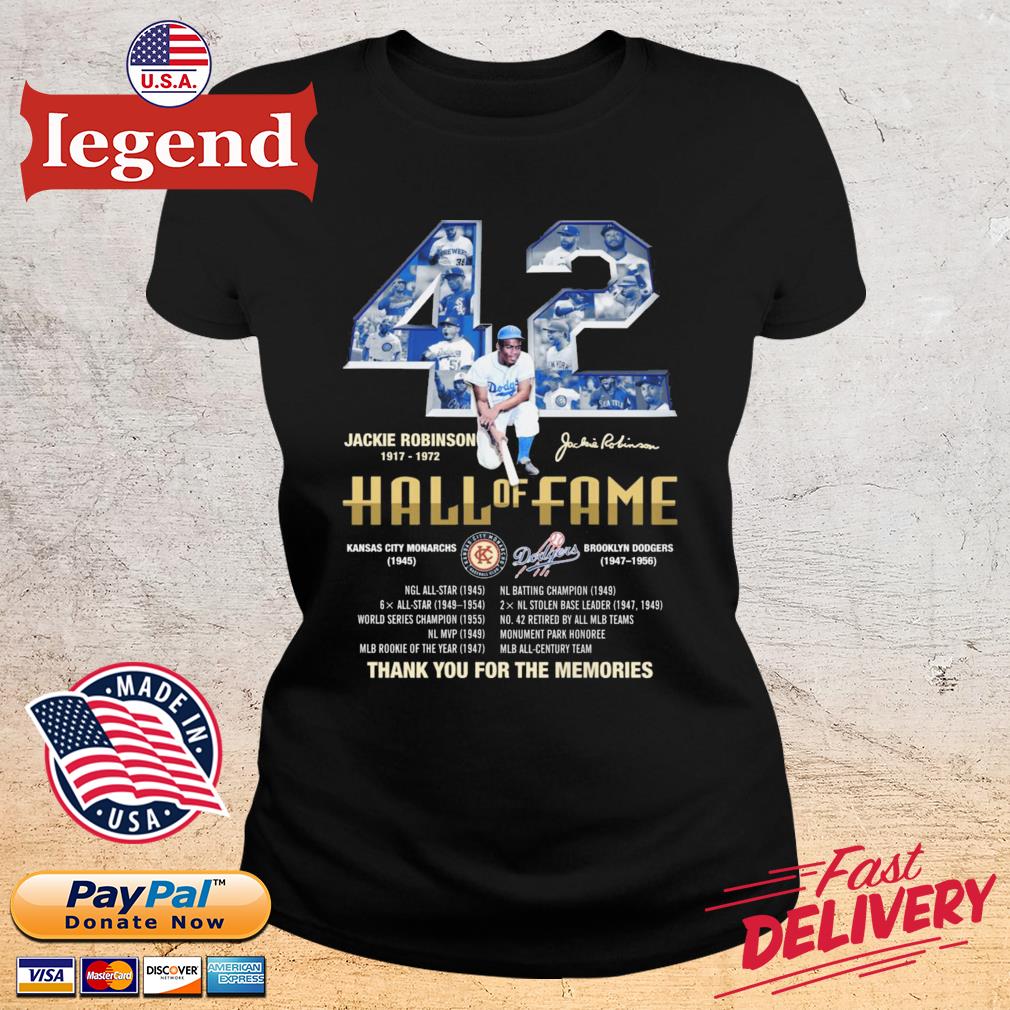 42 Jackie Robinson Hall Of Fame Kansas City Monarchs 1945 Brooklyn Dodgers  Shirt - Teeholly