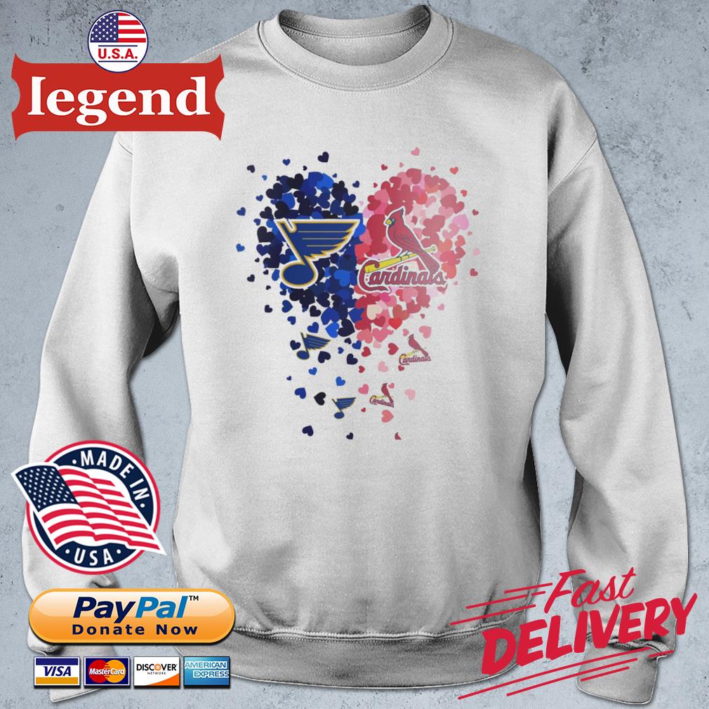 Official Heart St Louis Blues And St Louis Cardinals T-shirt,Sweater,  Hoodie, And Long Sleeved, Ladies, Tank Top