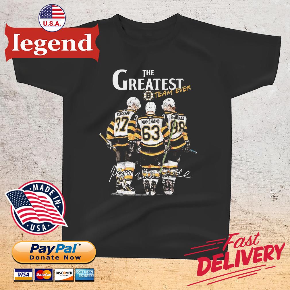 Boston Bruins The Greatest Team Ever Bergeron Marchand Pastrnak Signature Shirt  Shirt - Limotees