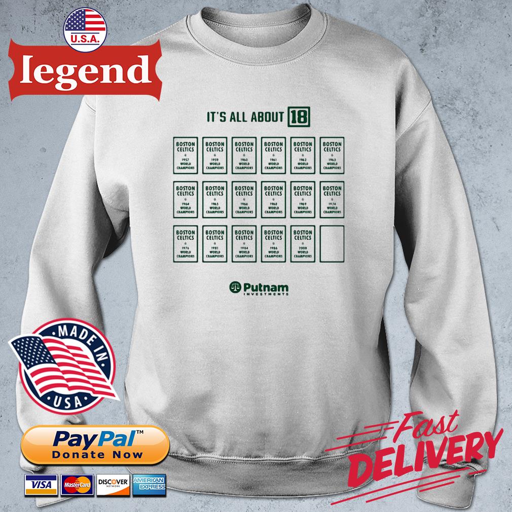 Boston Celtics It's all about 18 shirt, hoodie, sweater, long sleeve and  tank top