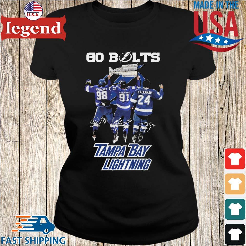 Tampa Bay Lightning Go Bolts Mikhail Sergachev Steven Stamkos And Ryan  Callahan Signatures shirt,Sweater, Hoodie, And Long Sleeved, Ladies, Tank  Top