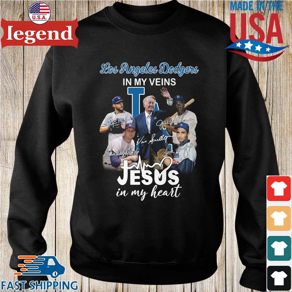 Dodgers In My Veins Jesus In My Heart T-Shirt, hoodie, sweater, long sleeve  and tank top