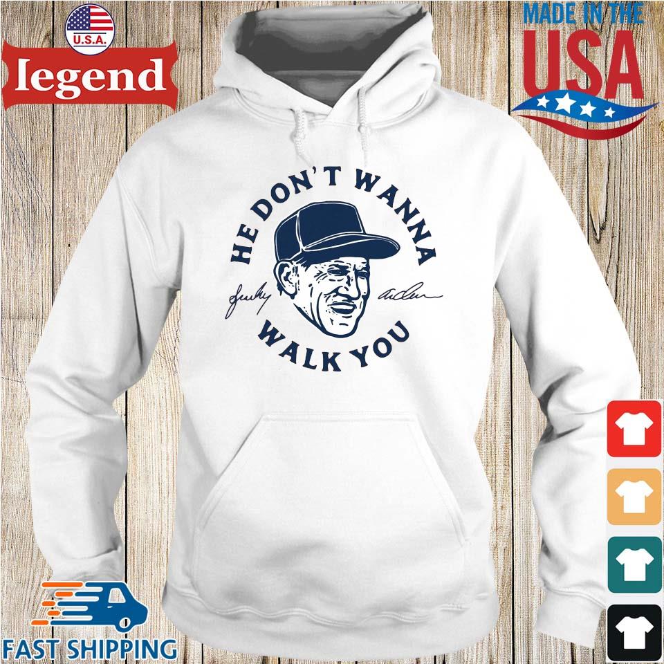 Detroit Tigers Sparky Anderson He Don't Wanna Walk You Signature Long Sleeve  T Shirt,Sweater, Hoodie, And Long Sleeved, Ladies, Tank Top