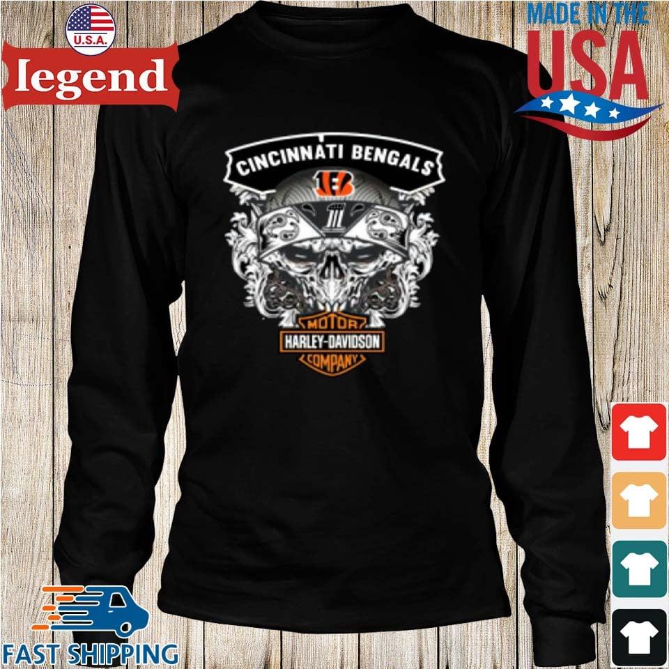 Cincinnati Bengals Harley Davidson Skull Shirt - High-Quality Printed Brand