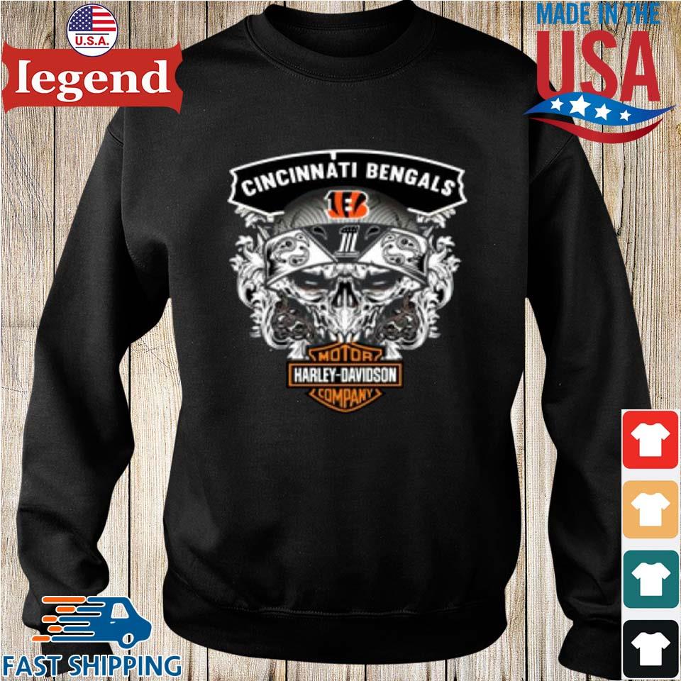 Official Skull Cincinnati Bengals Nfl Football Motor Harley Davidson Cycles  T-shirt, hoodie, sweater, long sleeve and tank top