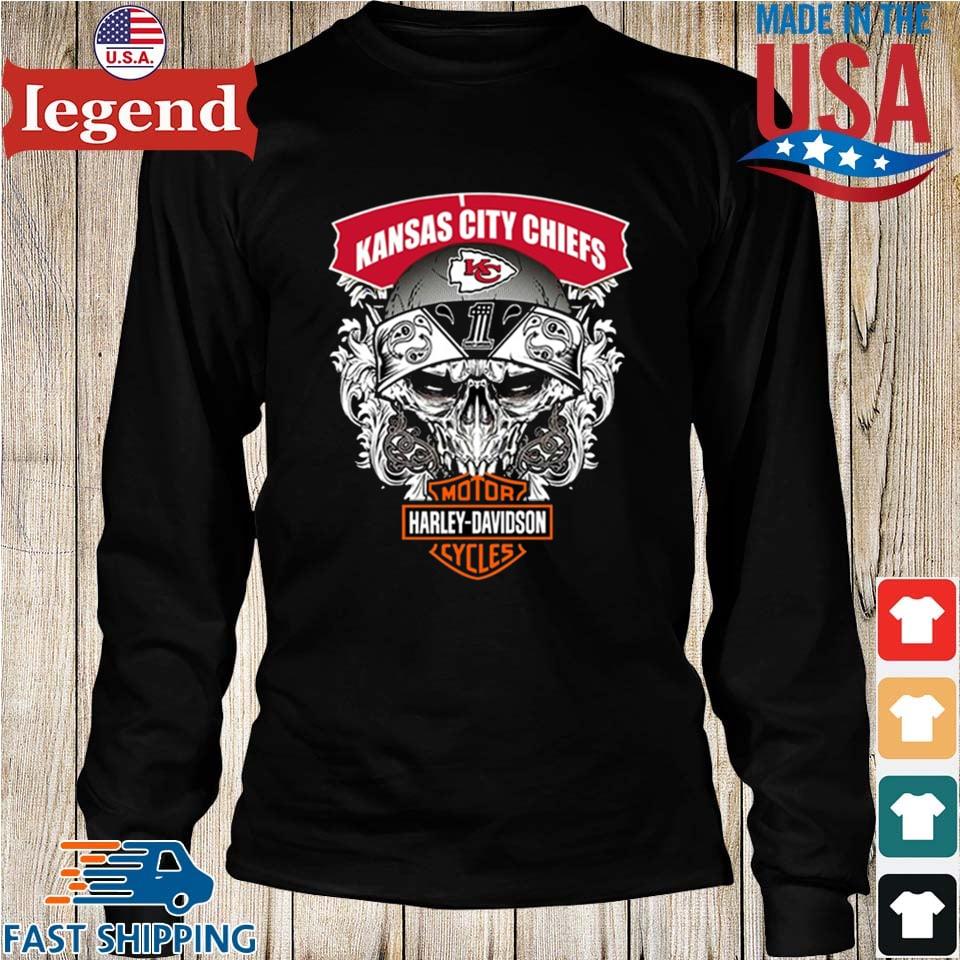 Skull Kansas City Chiefs Nfl Football Motor Harley Davidson Cycles Long  Sleeve T Shirt,Sweater, Hoodie, And Long Sleeved, Ladies, Tank Top