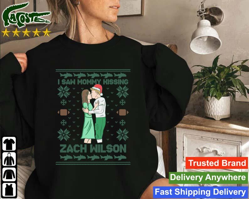 I saw mommy kissing Zach Wilson ugly Christmas 2022 ugly sweater t-shirt