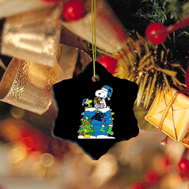 Nfl Carolina Panthers Snoopy And Woodstock Christmas Ornament