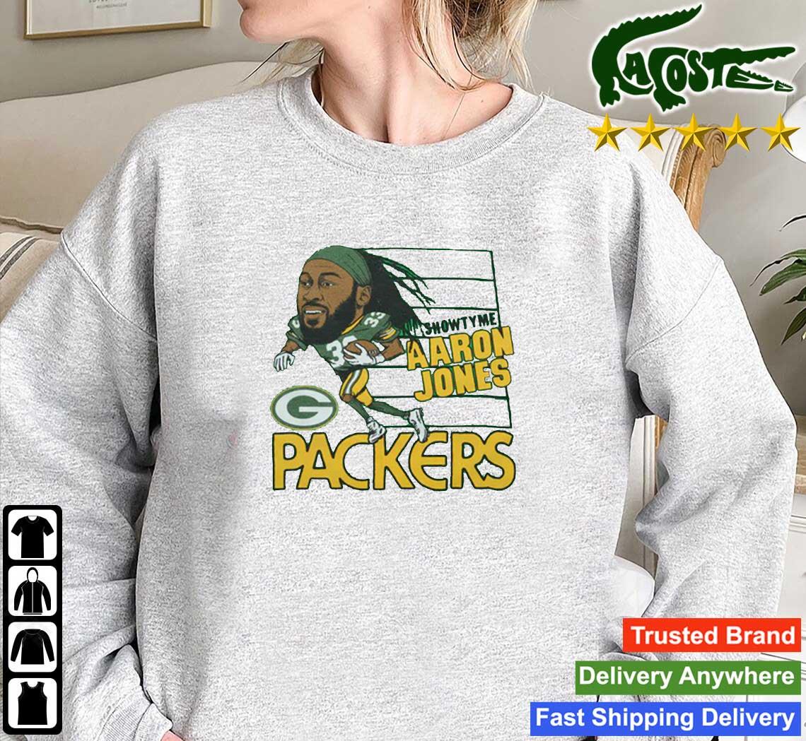 Green Bay Packers showtyme Aaron Jones T-Shirt from Homage. | Officially Licensed Vintage NFL Apparel from Homage Pro Shop.