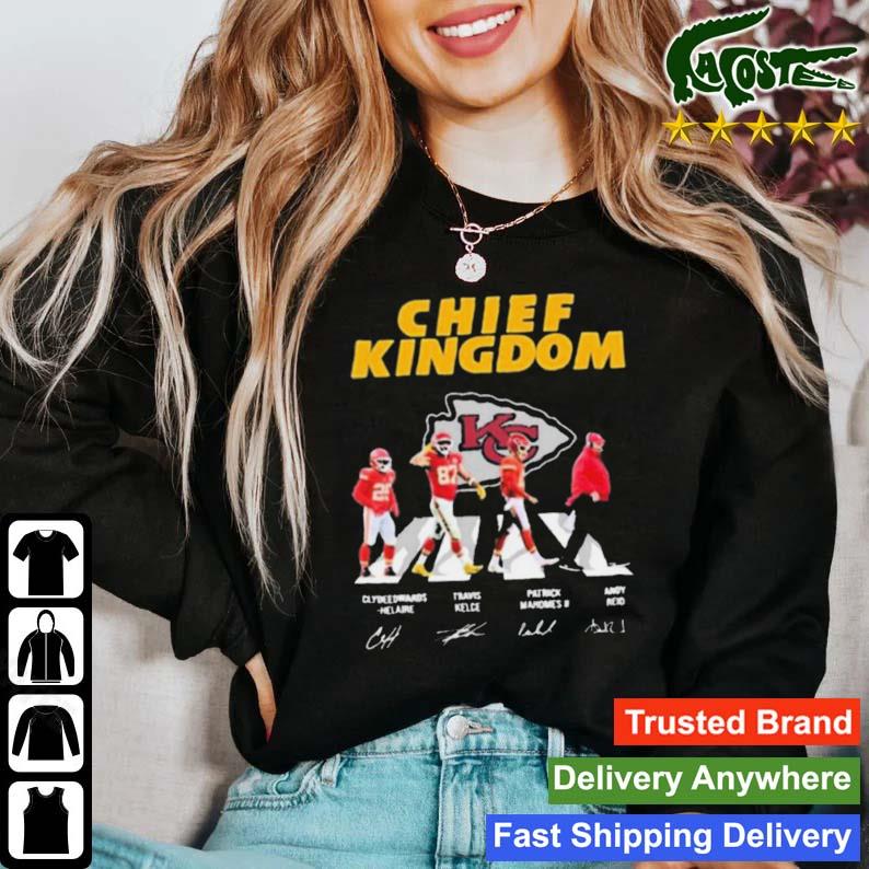 The Chiefs Patrick Mahomes Travis Kelce Clyde Edwards Helaire Andy Reid  abbey road signatures Merry Christmas shirt, hoodie, sweater, long sleeve  and tank top