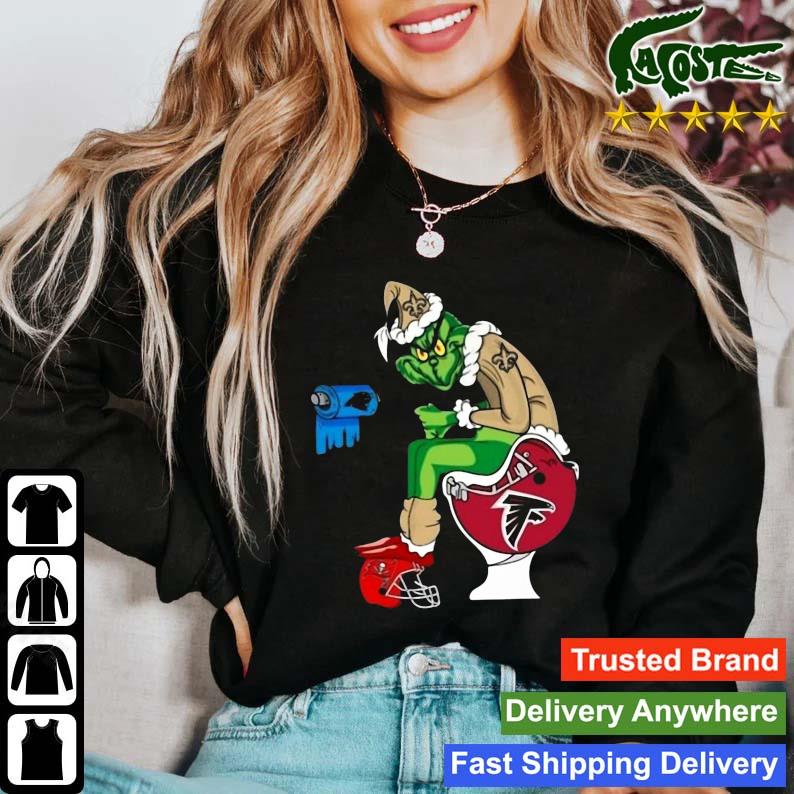 The Grinch Carolina Panthers Shit On Toilet Atlanta Falcons And Other Teams Christmas  Sweatshirt, hoodie, sweater, long sleeve and tank top