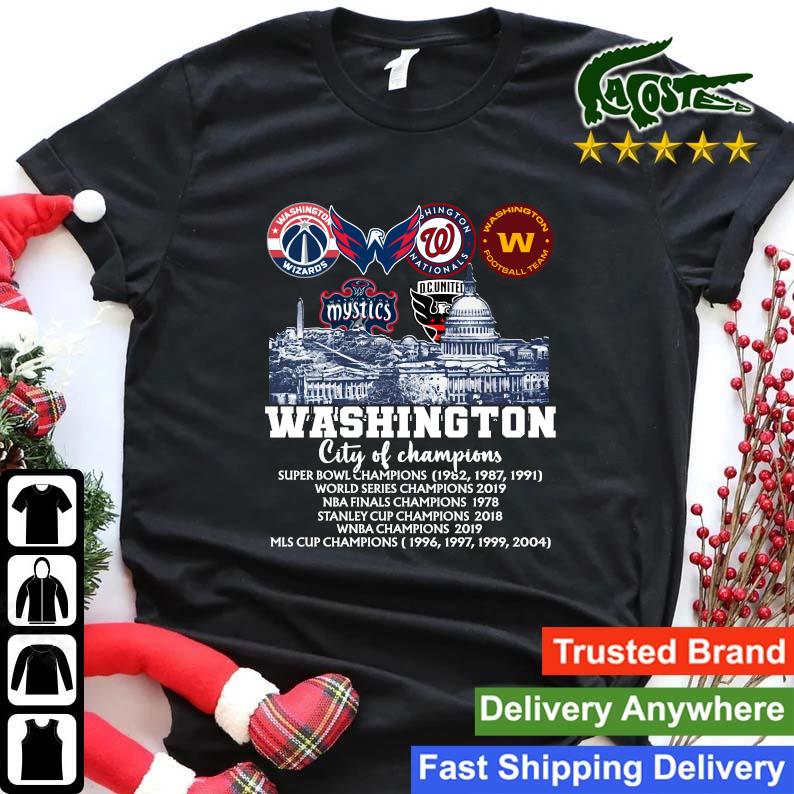 Wizards Capitals Nationals Commanders Mystics DC United Washington City Of  Champions Vintage T-Shirt - Kaiteez