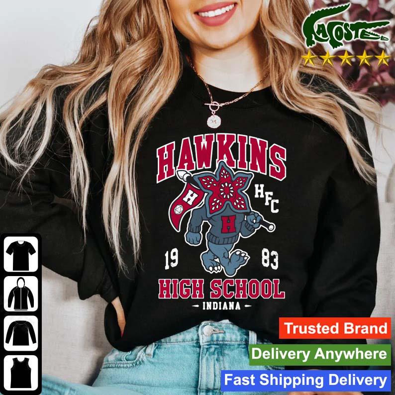 Hawkins High School Vintage Distressed Creepy Cute College Demogorgon  Mascot Shirt, hoodie, sweater, long sleeve and tank top