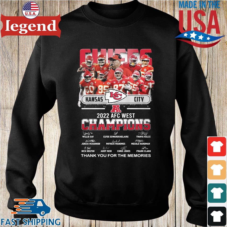 Kansas City Chiefs 2022 Afc West Champions Signatures Players Thank You For  The Memories Shirt,Sweater, Hoodie, And Long Sleeved, Ladies, Tank Top