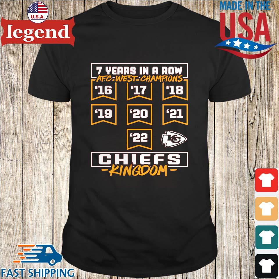 Kansas City Chiefs 7 years in a row AFC West Division Championship shirt,  hoodie, sweater, long sleeve and tank top