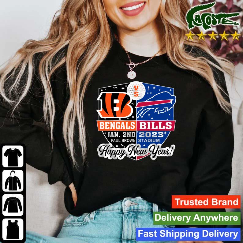 Official Cincinnati Bengals Vs Buffalo Bills Jan 2nd 2023 Paul Brown  Stadium Happy New Year Shirt,Sweater, Hoodie, And Long Sleeved, Ladies,  Tank Top