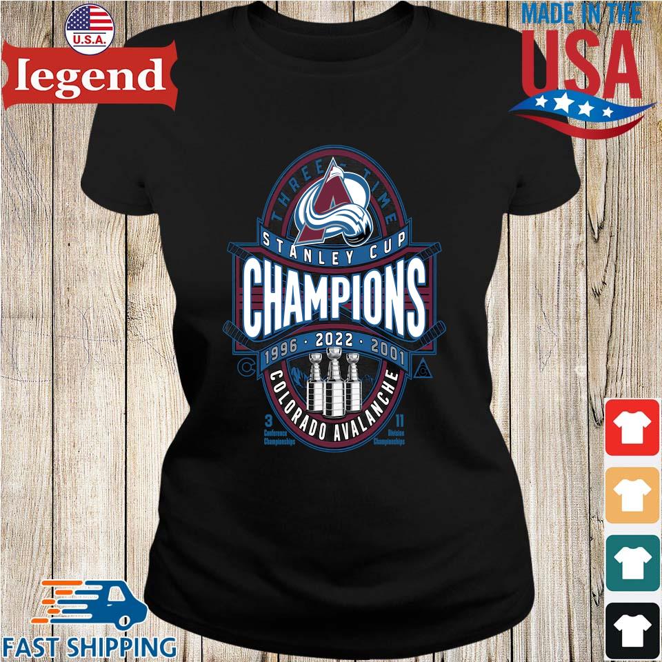 Colorado Avalanche 3-Time Stanley Cup Champions Long Sleeve T