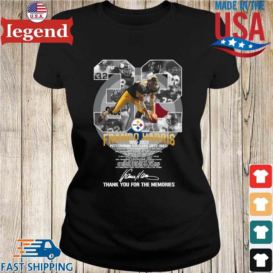 Pittsburgh steelers franco harris 1950 2022 thank you for the memories  signatures shirt, hoodie, longsleeve tee, sweater