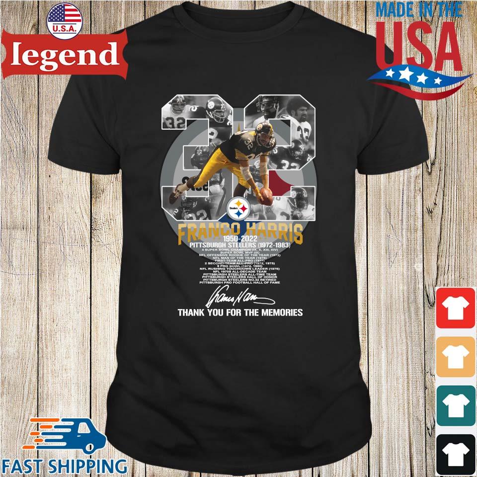 Franco Harris 1950 2022 Thank You For The Memories Signatures Shirt,  hoodie, sweater, long sleeve and tank top