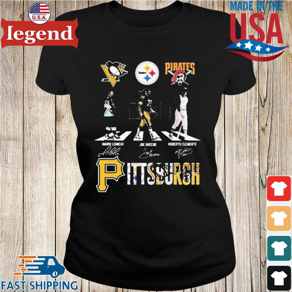 Pittsburgh Mario Lemieux Joe Greene Roberto Clemente signatures shirt