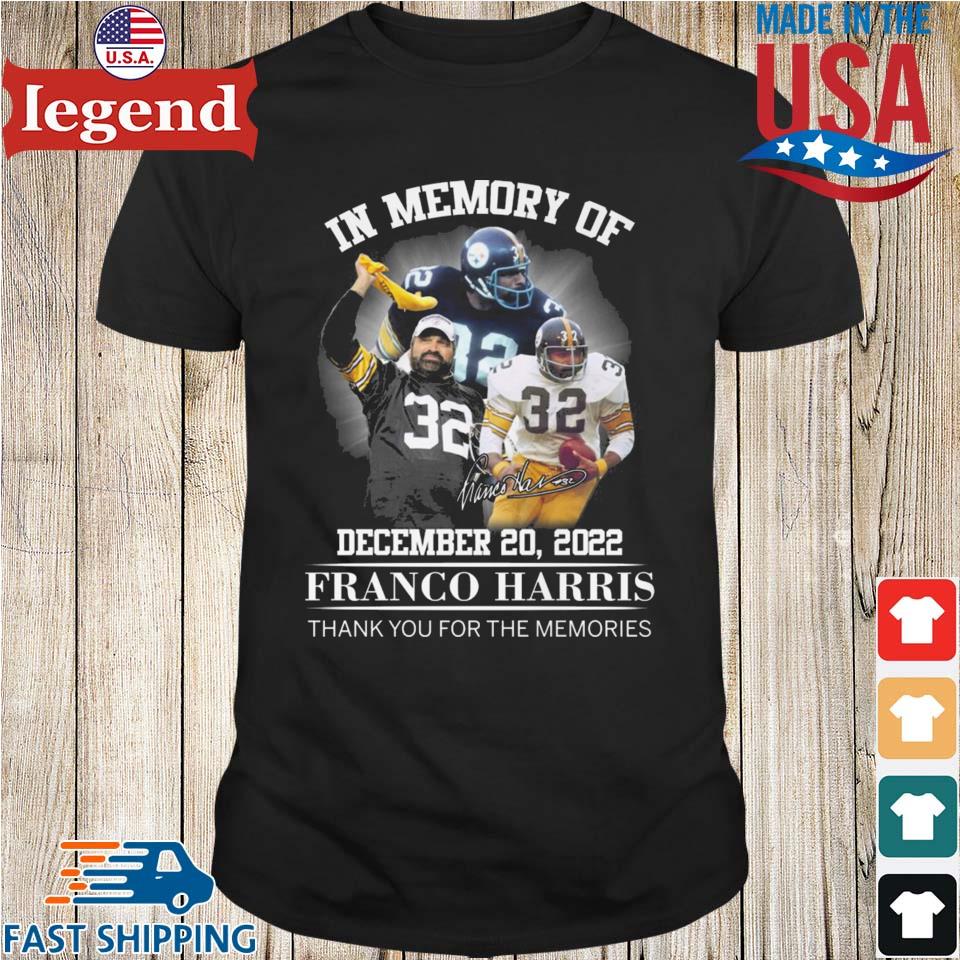 In memory of franco Harris thank you for the memories shirt,tank