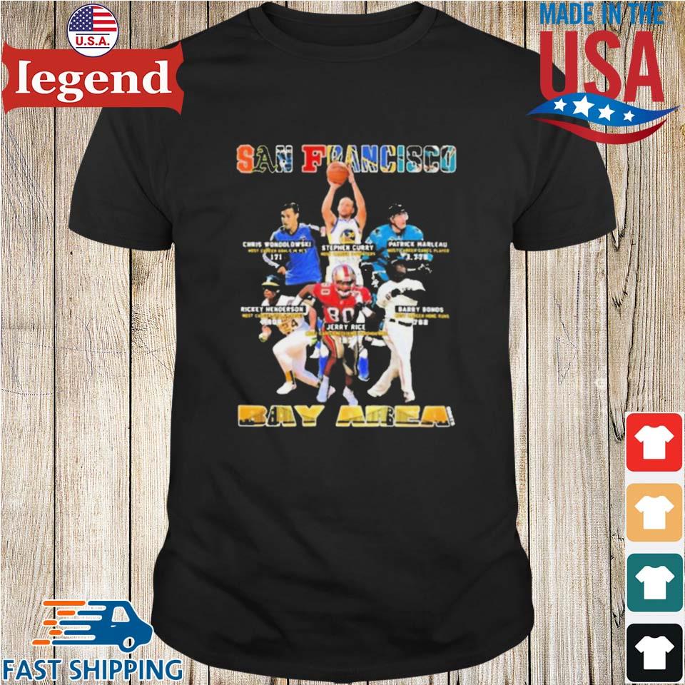 San Francisco Chris Wondolowski Stephen Curry Patrick Marleau Rickey  Henderson Jerry Rice Barry Bonds Bat Area Shirt - Limotees