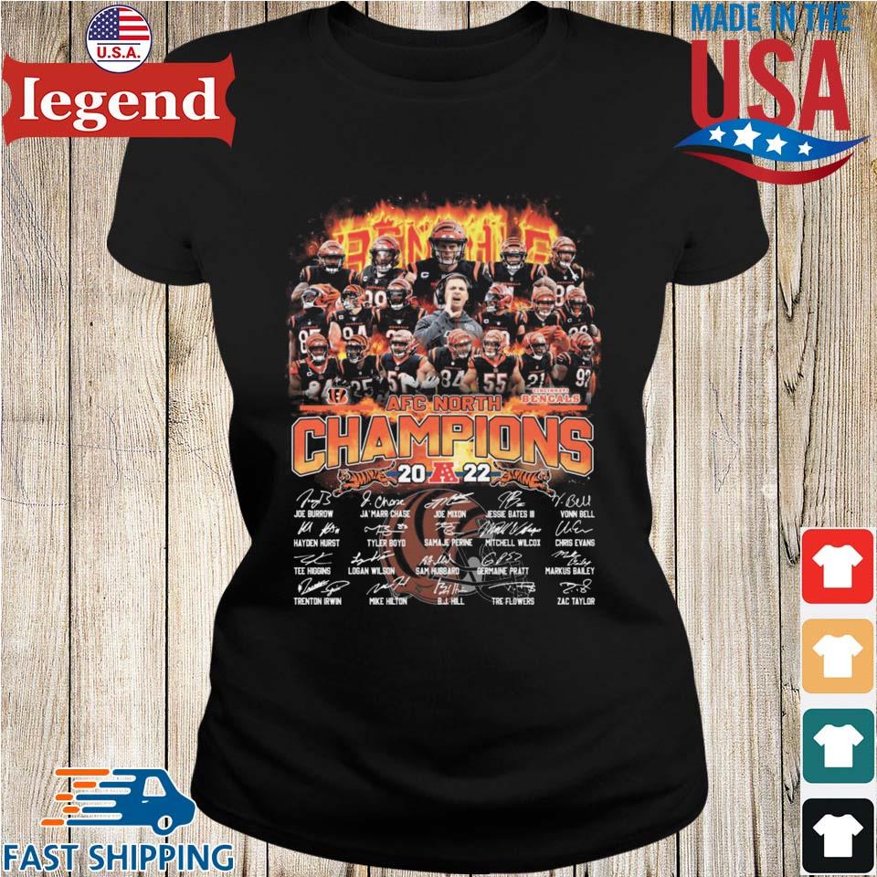 Cincinnati Bengals 2022 AFC North Champions Signatures T-shirt - Kaiteez