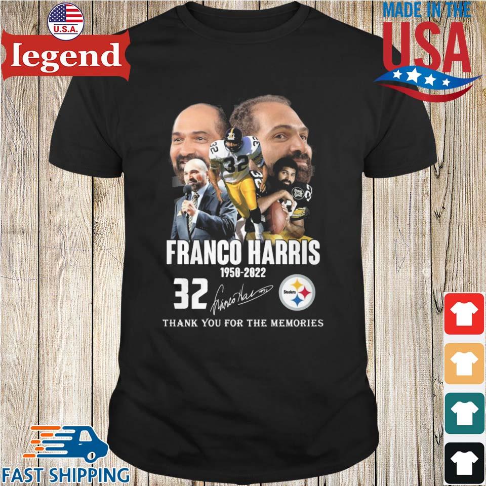 Official franco Harris 1950-2022 #32 Thank You For The Memories Signature  T-shirt - 2020 Trending Tees