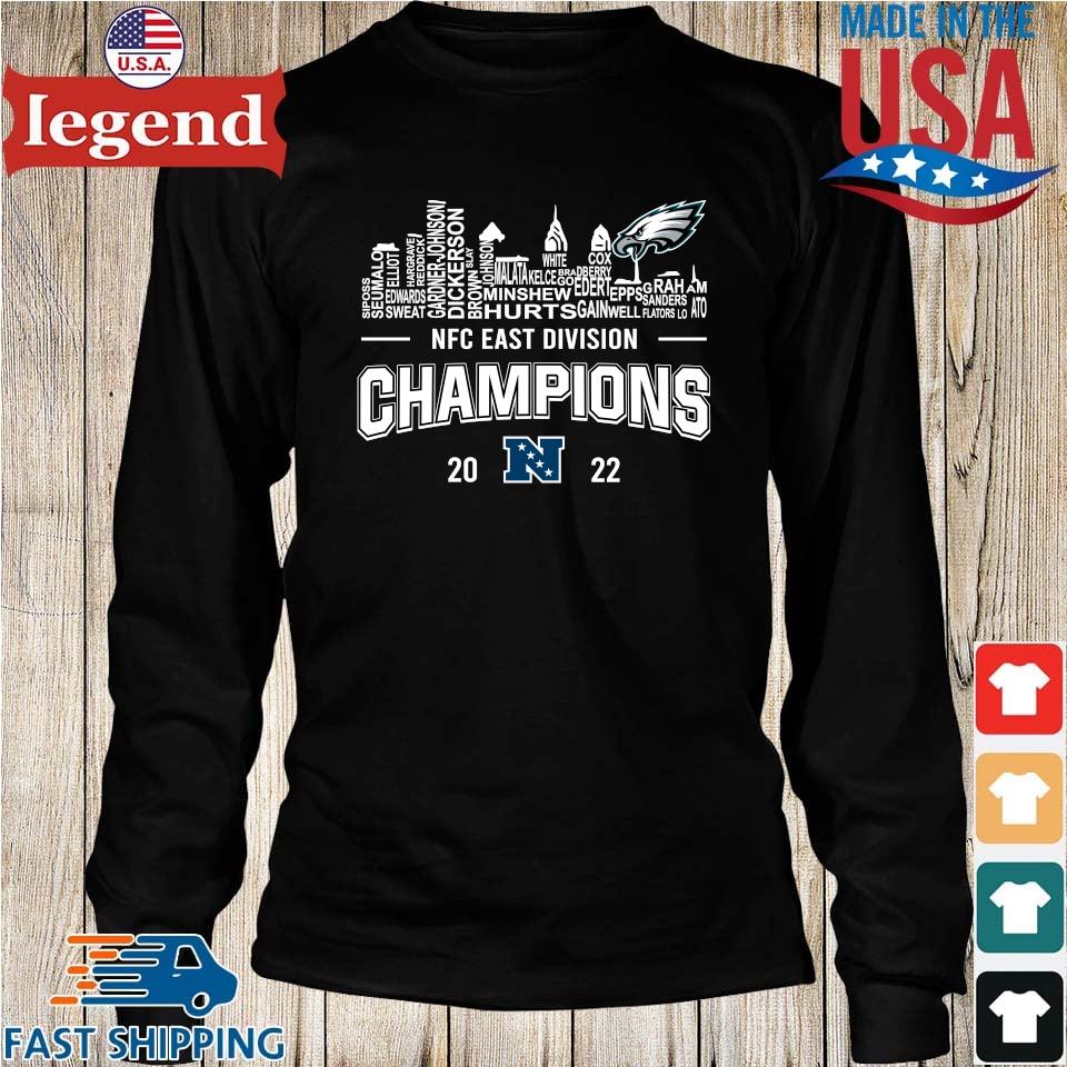 Philadelphia Eagles Player Names Skyline Nfc East Division Champions 2022  shirt, hoodie, sweater and long sleeve