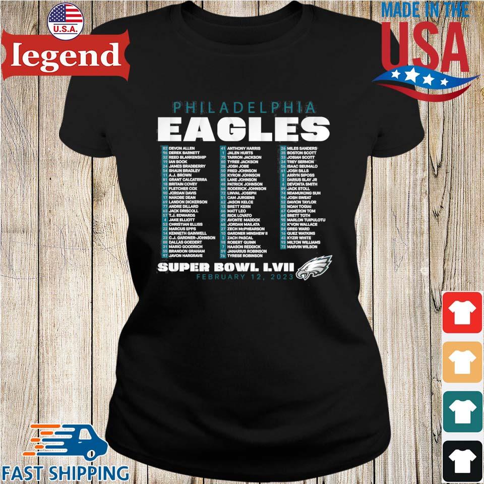 Philadelphia Eagles Super Bowl LVII Varsity Roster T Shirt