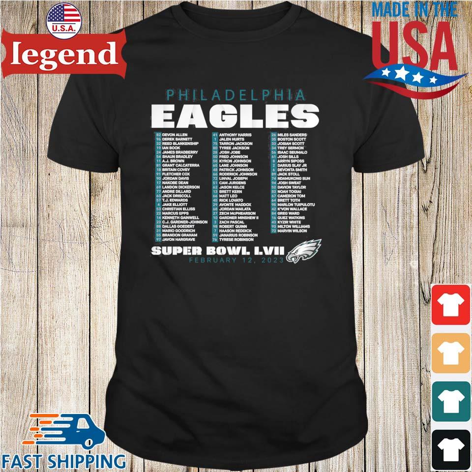 Philadelphia Eagles Super Bowl LVII Varsity Roster T Shirt