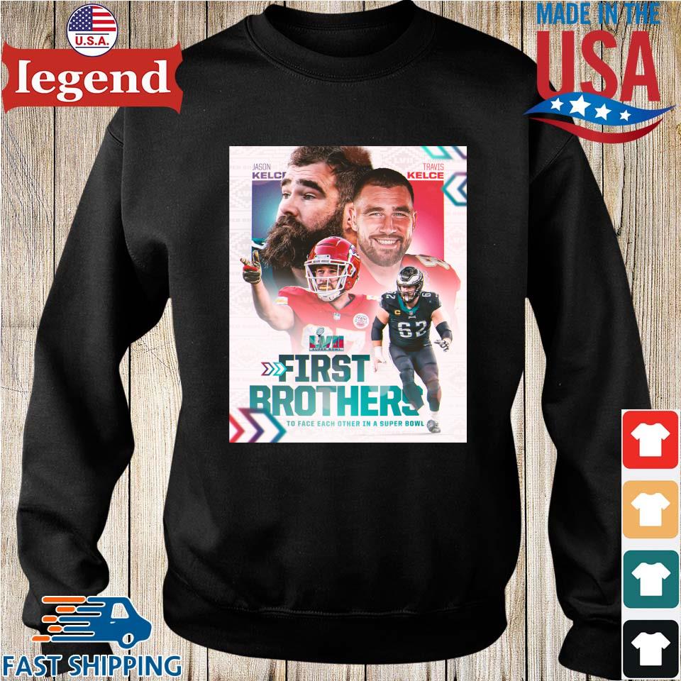 Philadelphia Eagles Vs Kansas City Chiefs Jason Kelce Vs Travis Kelce First  Brothers To Face Each Other In A Super Bowl T-shirt,Sweater, Hoodie, And  Long Sleeved, Ladies, Tank Top