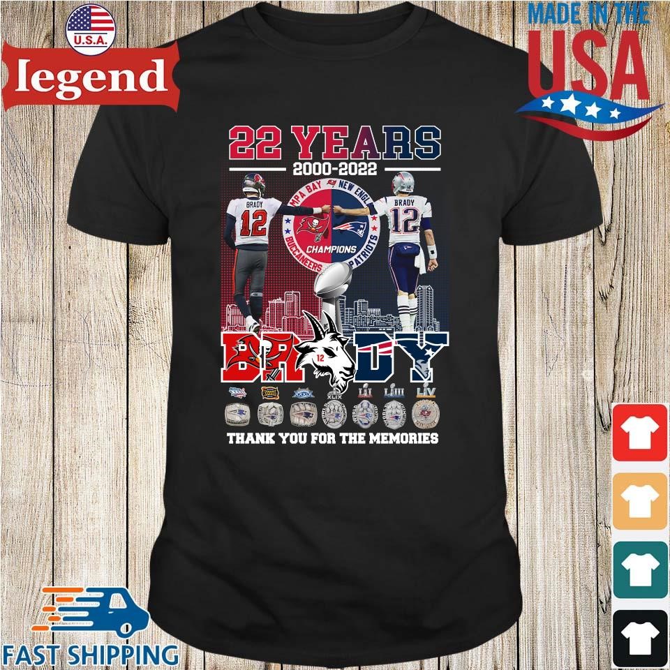 22 years 2000-2022 Tom Brady thank you for the memories T-shirt