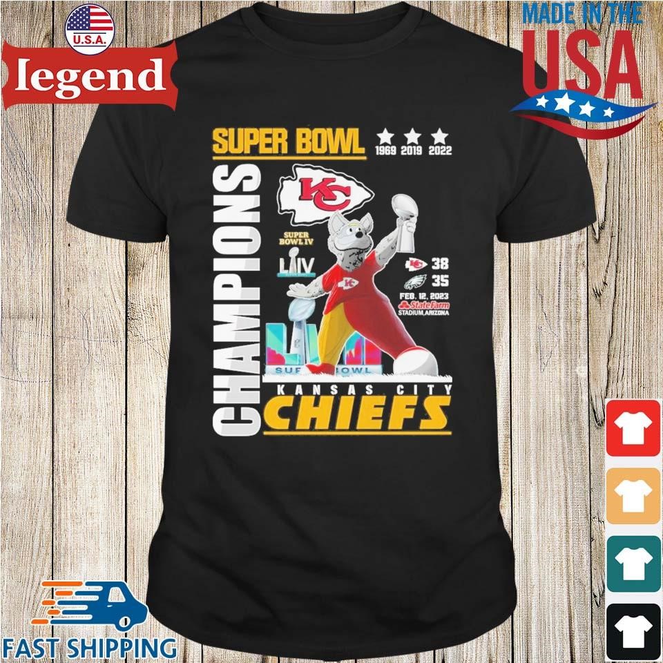 Super Bowl 1969 2019 2022 Champions Kansas City Chiefs 38 Philadelphia  Eagles 35 K. C. Wolf T-shirt,Sweater, Hoodie, And Long Sleeved, Ladies,  Tank Top